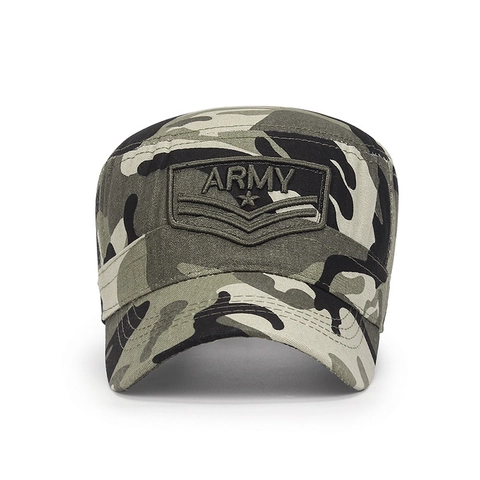 Casquette Cadet En Coton Camouflage Militaire Chapeau Plat Protection Solaire Extérieur Ajustable Unisexe Broderie Army