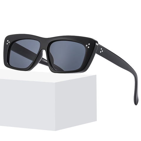 Mode Übergroße Rechteckige Sonnenbrille UV400 Schutz Retro PC Rahmen Mit Dekorative Metall Nieten Für Damen Herren
