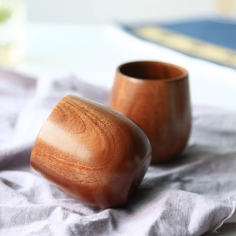 Natural Wooden Belly Cup Handmade Jujube Wood Water Mug Japanese Style Retro Tea Whiskey Drinkware Heat Resistant Smooth