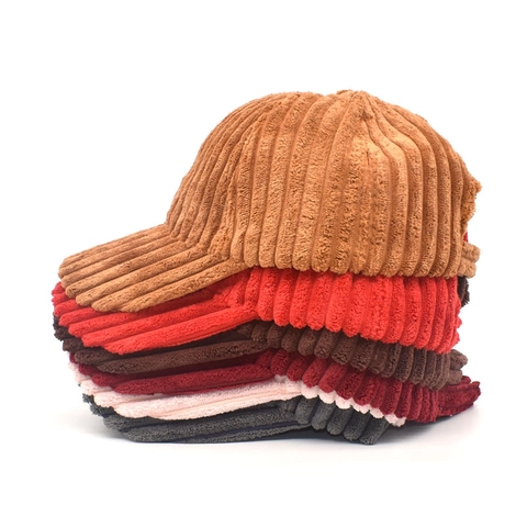 Corduroy Baseball Cap Striped Retro Adjustable Peaked Hat Casual Vintage Style For Autumn Winter Outdoor Unisex