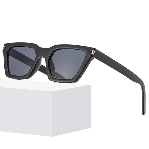 Vierkante Zonnebril Retro Mode UV Bescherming PC Frame Metalen Klinknagels Accenten Trendy Rechthoekige Zonnebril Dames Heren