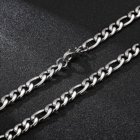 Collar Y Pulsera De Cadena Figaro Hip Hop Streetwear Hombre Acero Inoxidable 316L Plata Joyería Pulida