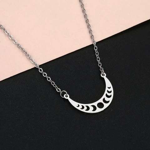 Collana Con Ciondolo A Mezzaluna Fase Lunare Acciaio Inossidabile Cavo Celestiale Minimalista Gioielli Per Donne Uomini