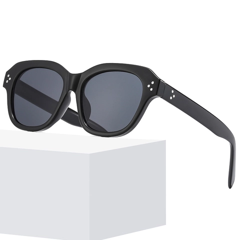 Retro Small Frame Sunglasses For Women Men Vintage Square Round PC Frame UV400 Protection Trendy Three Dot Rivets Eyewear