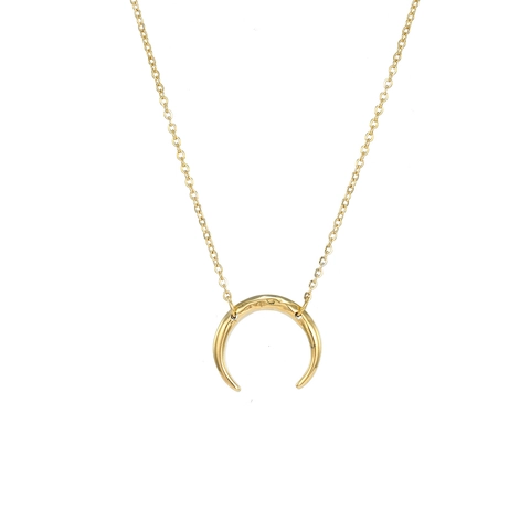 Minimalistische Edelstahl Mond Anhänger Halskette Einfache Geometrische Sichel Charm Gliederkette Schmuck Für Damen Geschenk