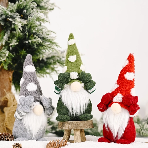 Christmas Gnome Ornament Non-woven Fabric Felt Polka Dot Hat Cover Eyes Shy Swedish Tomte Desktop Decorative Doll