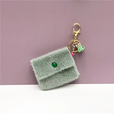 Mini Portamonete Portachiavi In Pelliccia Sintetica Peluche Ciondolo Borsa Busta Con Nappa Chiusura A Moschettone Accessorio
