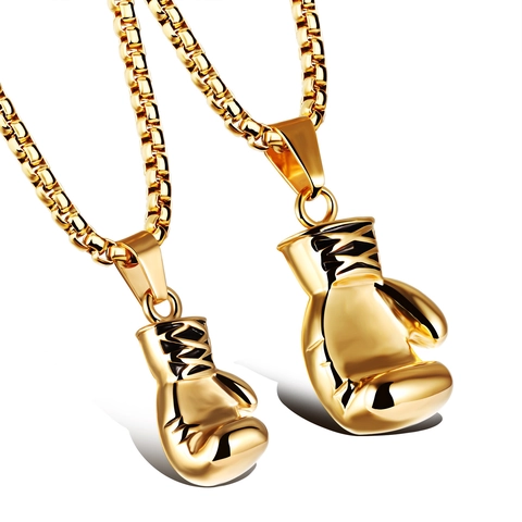 Collana Con Pendente Guantone Da Boxe Acciaio Al Titanio Solido Punk Gioielli Sportivi Per Uomini Donne Stile Hip Hop