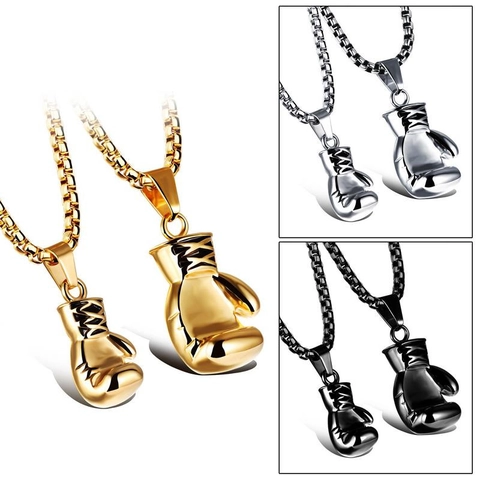 Collana Con Pendente Guantone Da Boxe Acciaio Al Titanio Solido Punk Gioielli Sportivi Per Uomini Donne Stile Hip Hop