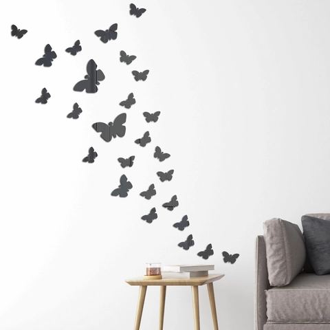 3D Acrylic Mirror Butterfly Wall Stickers DIY Mirror Surface Removable Decal For Living Room Bedroom Modern Home Decoration