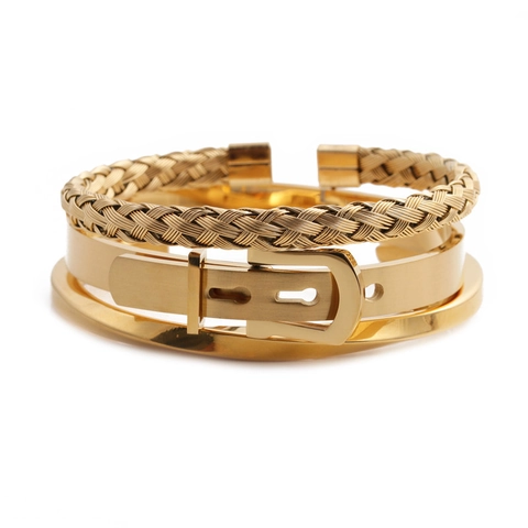 Bracciale Rigido In Acciaio Inossidabile Torsione Forma C Regolabile Aperto Design Fibbia Cintura Gioielli Uomo Donna