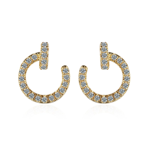 Orecchini a Bottone Minimalisti a Forma di Chiodo Con Strass per Donna in Rame Perno in Argento Sterling 925 Gioielli