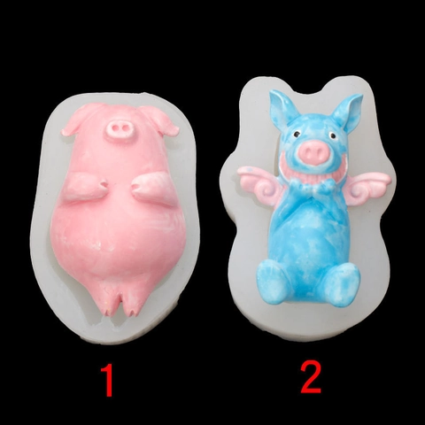 Cute Flying Pig Silicone Mold 3D Animal Shape For Handmade Soap Candle Plaster Diffuser Stone DIY Baking Chocolate Tool