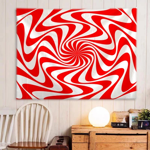 Arazzo Da Parete In Poliestere Illusione Ottica Vortice 3D Geometrico Moderno Arte Decorazione Parete Per Camera