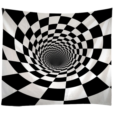 Arazzo Da Parete In Poliestere Illusione Ottica Vortice 3D Geometrico Moderno Arte Decorazione Parete Per Camera