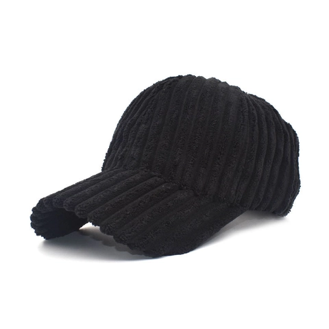 Corduroy Baseball Cap Striped Retro Adjustable Peaked Hat Casual Vintage Style For Autumn Winter Outdoor Unisex
