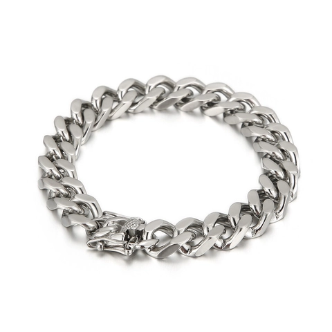 Cuban Link Bracelet For Men 316L Stainless Steel Curb Chain Hip Hop Streetwear Silver Polished Jewelry Accessory