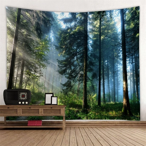 Arazzo Paesaggio Naturale Foresta Cascata Da Parete Tessuto Poliestere Decorazione Per Camera Da Letto Soggiorno