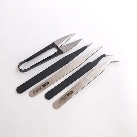Precision Stainless Steel Tweezers And U Shaped Scissors For Jewelry Making DIY Hand Tools Anti Magnetic Anti Static