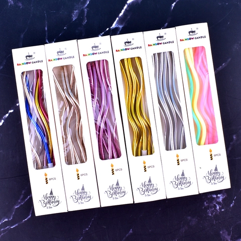 Spiral Birthday Candles Paraffin Wax Metallic Wave Shape Cake Toppers For Party Celebration Decoration