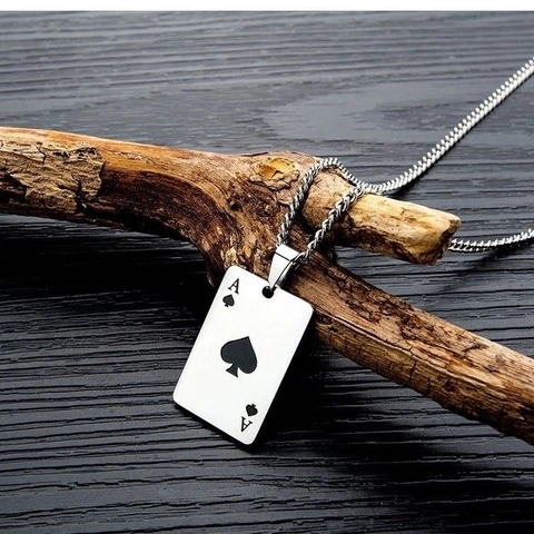 Pik As Herz As Spielkarten Anhänger Halskette Titanstahl Emaille Hip Hop Retro Streetwear Accessoires Für Damen Herren