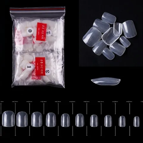 Square Round Head Press On False Nails Tips Full Cover ABS Plastic Manicure Extension Professional DIY