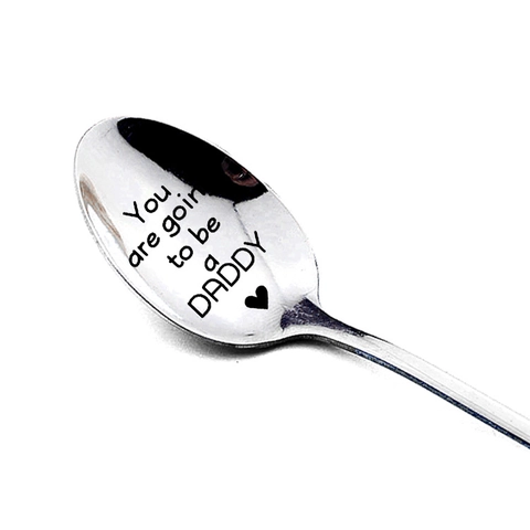Stainless Steel Spoon Engraved Lettering Creative Gift Novelty Coffee Tea Dessert Spoon Mirror Polished Modern