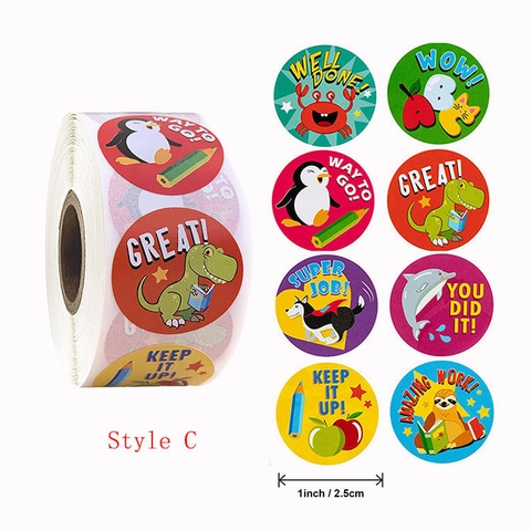 Autocollants De Récompense Animaux Mignons En Rouleau Phrases De Motivation Encouragement Pour Enfants Enseignants Papier Rond