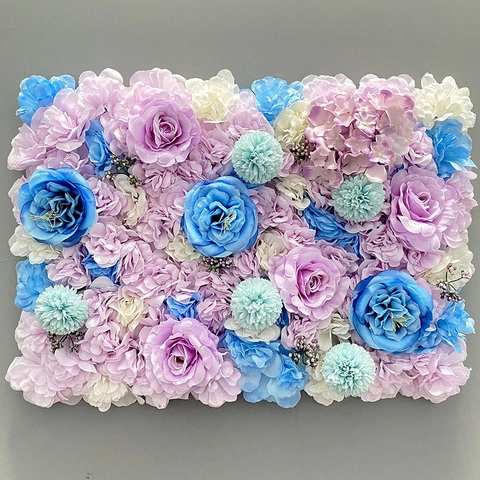 Artificial Flower Wall Panel Satin Rose Hydrangea Realistic Floral Backdrop Wedding Party Home Event Decor Romantic