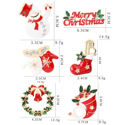 Spilla Di Natale Festiva Lega Smalto Strass Pupazzo Di Neve Corona Renna Gioielli Per Le Vacanze Regalo Donne