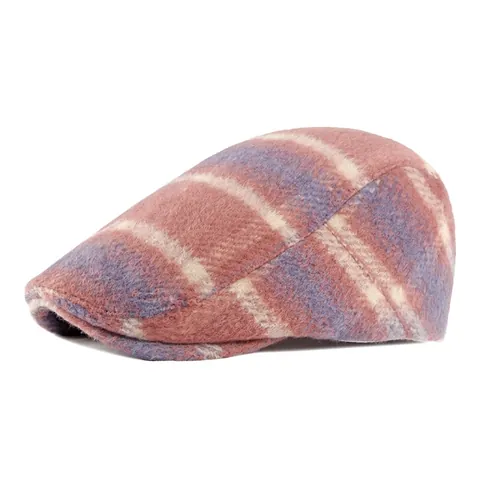 Berretto in Lana Plaid Vintage per Donna Uomo Coppola Stile Britannico Retrò Cappello Newsboy a Scacchi Autunno Inverno Casual