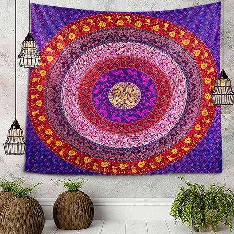 Böhmischer Mandala Wandteppich Wandbehang Polyestergewebe Ethno Blumenmuster Dekoration Für Schlafzimmer Wohnzimmer Yoga Mit Haken