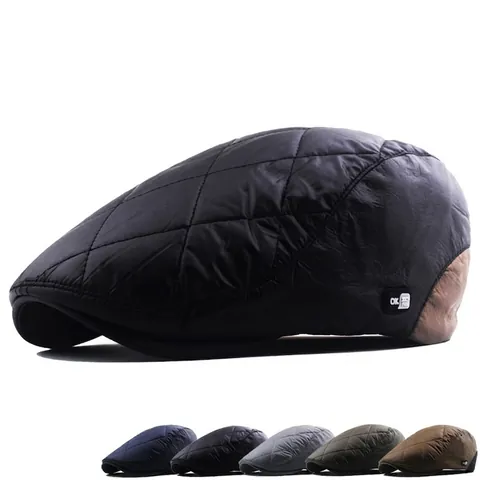Berretto Imbottito Uomo Motivo Rombi Foderato Inverno Caldo Antivento Vintage British Cappello Newsboy Patchwork