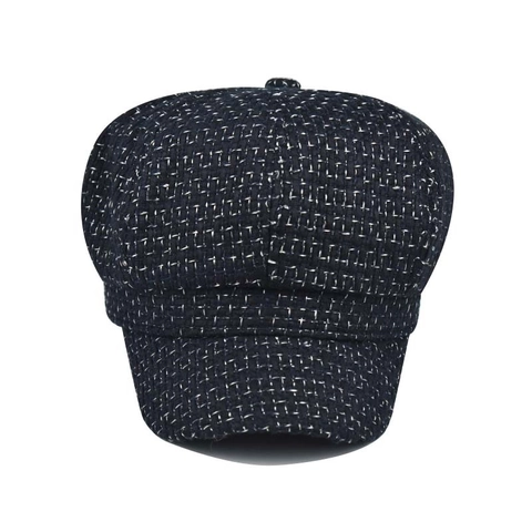 Newsboy Cap Tweed Vintage British Style Plaid Octagonal Painter Hat For Women Retro Chic Winter Warm Accessory