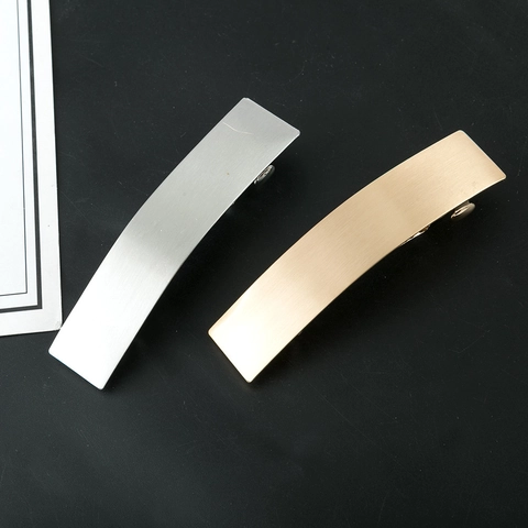 Minimalistische Metall Geometrische Rechteck Haarspangen Gebürstet Gold Silber Legierung Feder Clip Für Damen Täglich Haarschmuck