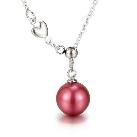 Collar Para Mujer De Acero Inoxidable Con Colgante De Perla Artificial De Concha Redonda Y Dijes De Corazón Joyería Elegante