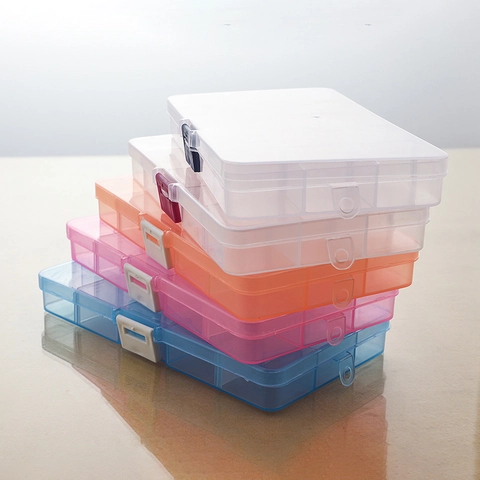 Multi Grid Plastic Storage Box Transparent Jewelry Organizer With Adjustable Dividers For Beads And Pills