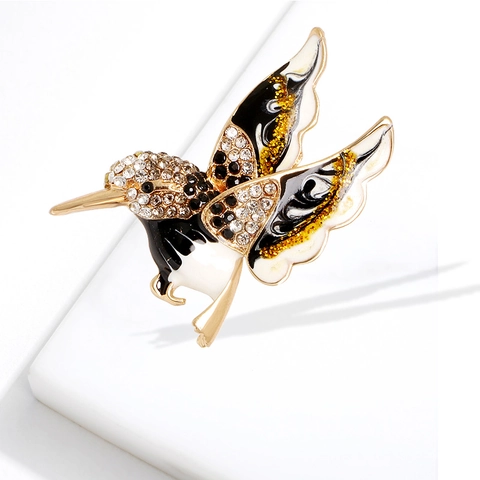 Hummingbird Brooch Pin Alloy Colorful Enamel Rhinestone Animal Jewelry For Women Elegant Fashion Gift Accessories