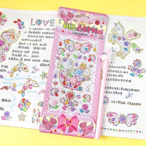 3D Crystal Gem Stickers Acrylic Rhinestone Self-Adhesive DIY Decoration Scrapbook Notebook Cute Cartoon Animal For Kids