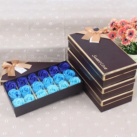Scented Rose Soap Flower Gift Box With Ribbon Bow For Valentine Mother Day Anniversary Romantic Floral Present