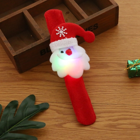Bracelets À Claquer De Noël Lumineux LED En Peluche Père Noël Bonhomme De Neige Renne Pour Enfants Cadeaux De Fête