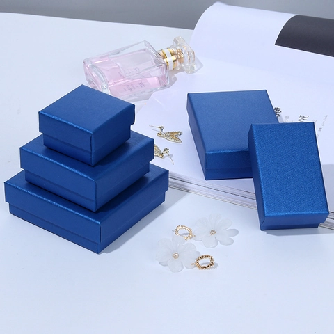 Scatola Per Gioielli Blu Pavone Carta Cartone Confezione Regalo Per Orecchini Anelli Collane Fodera In Spugna Nera