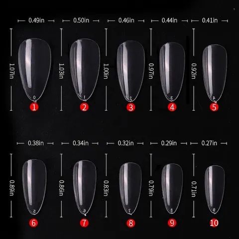 Full Cover False Nail Tips Long Stiletto Almond Shape Transparent Natural White Manicure Art DIY Accessory