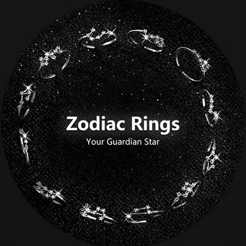 Constellation Open Ring Silver Plated Copper Zircon Adjustable Zodiac Star Sign Jewelry For Women