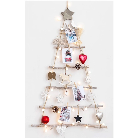Decorazione Albero Di Natale In Legno Da Parete Con Luci LED Stile Nordico Ramo DIY Ornamento Appeso