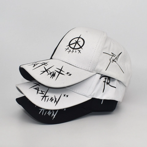 Berretto Da Baseball Con Stampa Graffiti Cotone Nero Bianco Color Block Regolabile Protezione Solare Cappello Streetwear Unisex