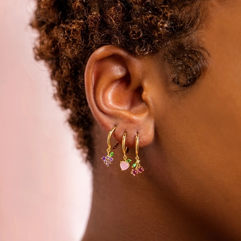 Orecchini Pendenti Frutta Colorata Zirconia Rame Placcato Oro Reale Con Perno In Argento Sterling 925 Donne Stile INS