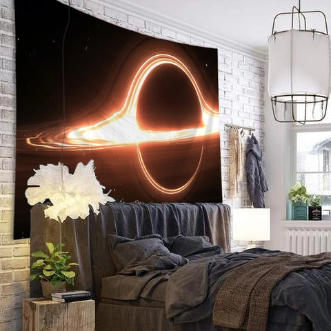 Black Hole Astronomy Tapestry Wall Hanging Polyester Fabric 3D Digital Printing Sci-Fi Space Art Decor For Bedroom Dormitory