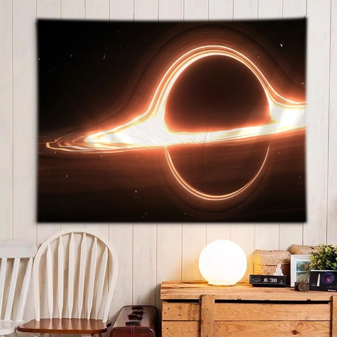 Black Hole Astronomy Tapestry Wall Hanging Polyester Fabric 3D Digital Printing Sci-Fi Space Art Decor For Bedroom Dormitory