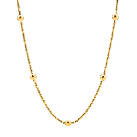 Collana Minimalista In Acciaio Al Titanio Catena A Serpente Con Perle Tonde Placcata Oro Rosa Gioielli Da Donna